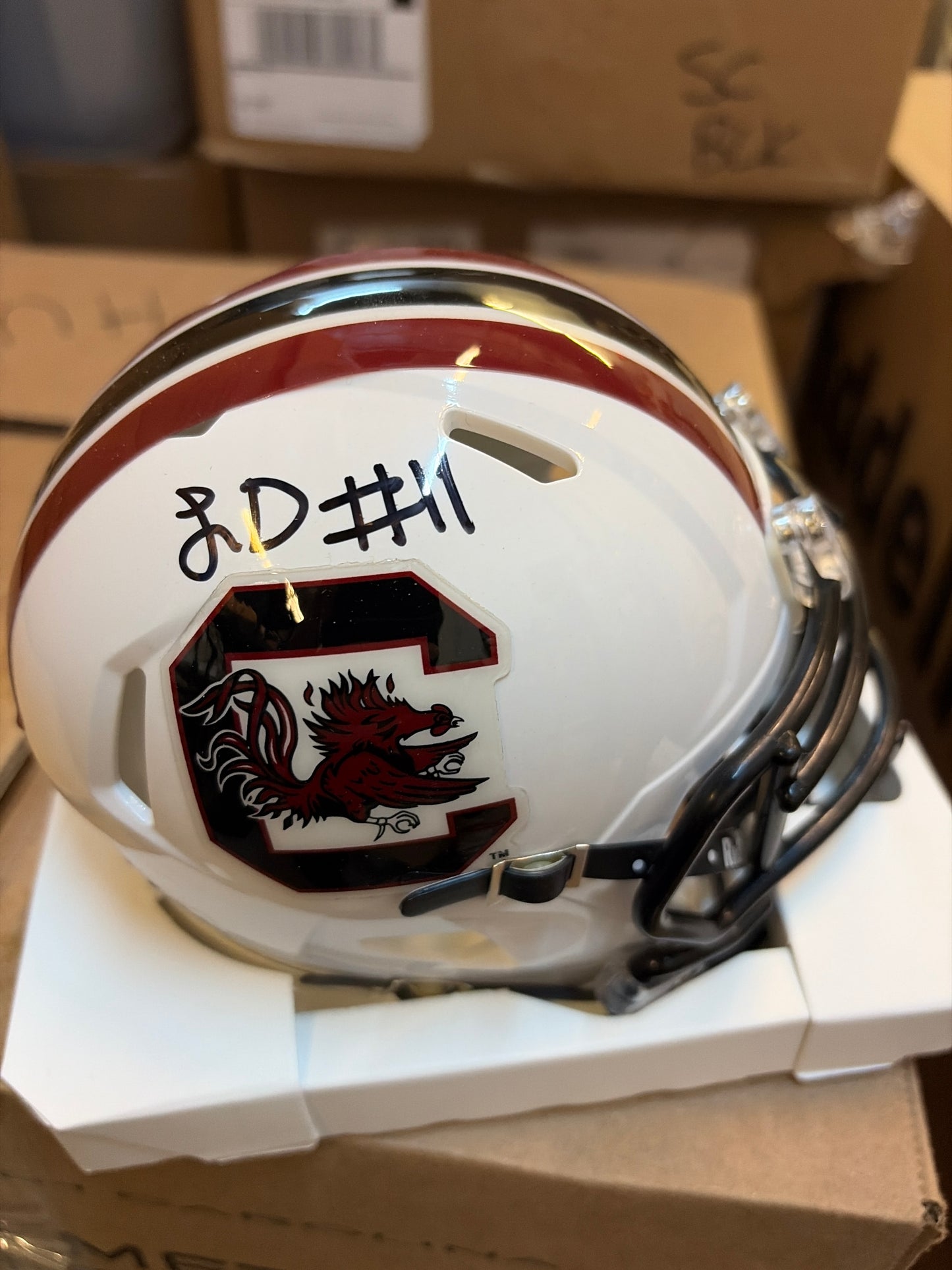 Landon Duckworth Autographed Mini Helmet - White