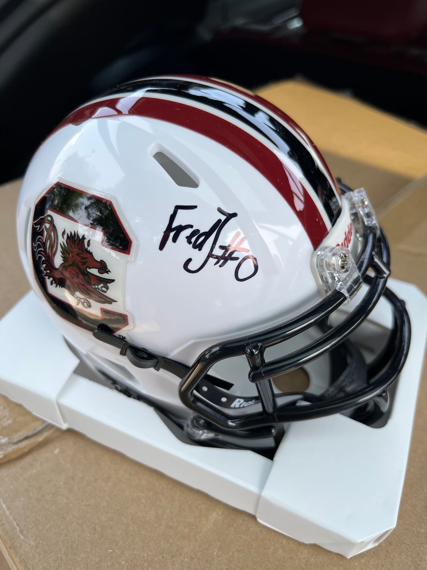 Fred (JayR) Johnson Autographed Mini Helmet - White