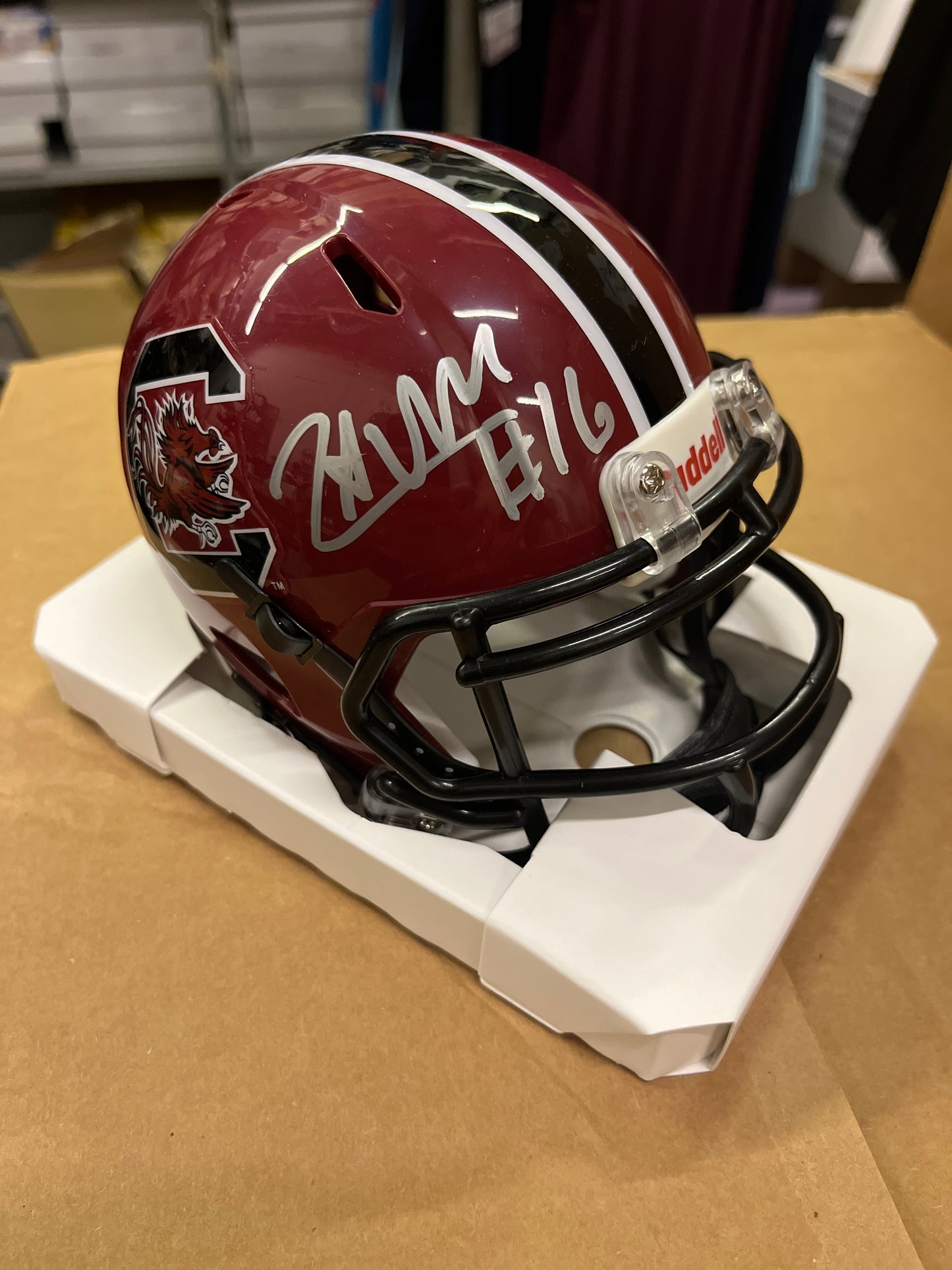 LaNorris Sellers Autographed Mini Helmet (Garnet)
