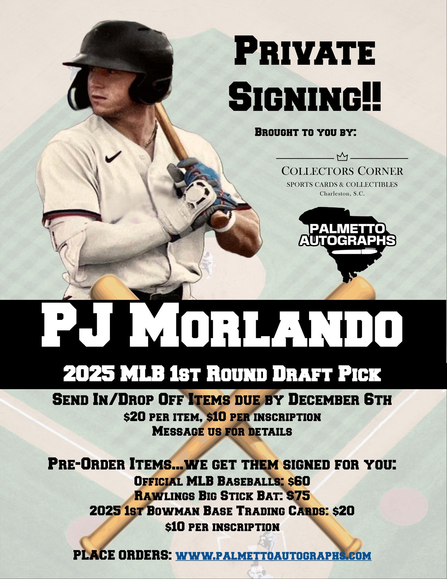 Pre-Order: MAIL ORDER PJ Morlando Send-In Your Item - INSCRIPTION