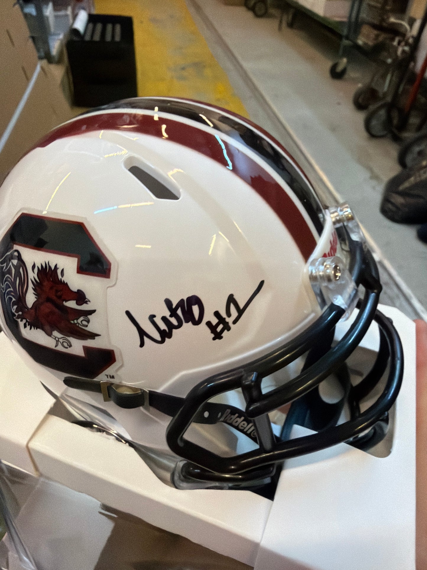 Nitro Tuggle Autographed Mini Helmet - White