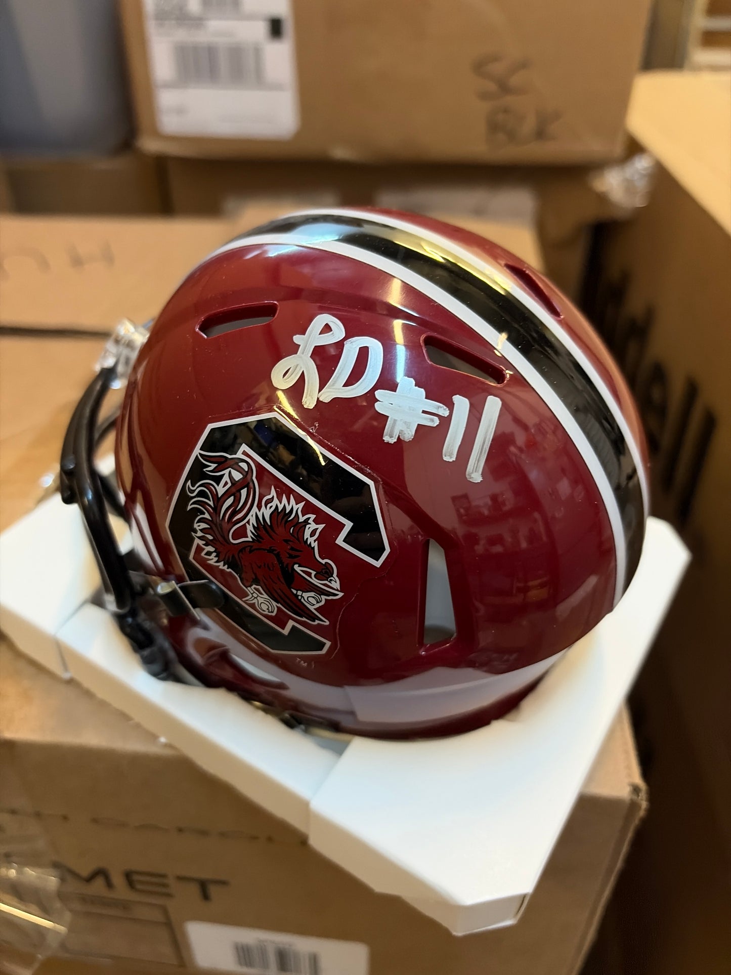 Landon Duckworth Autographed Mini Helmet - Garnet