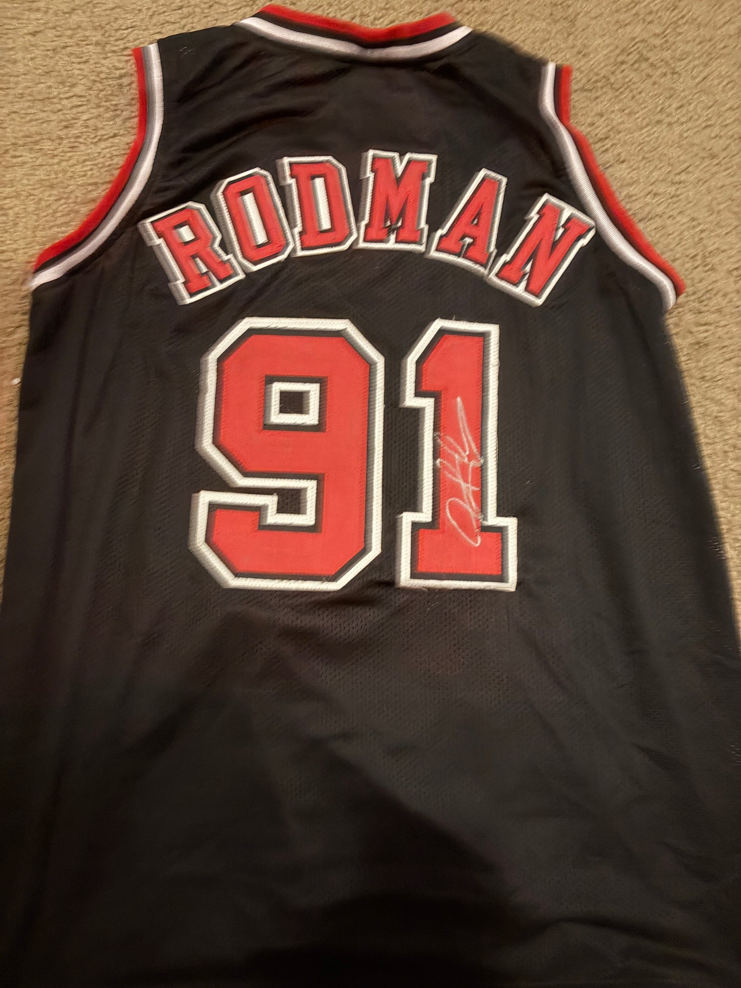 Chicago Bulls - Dennis Rodman Autographed Custom Jersey Black