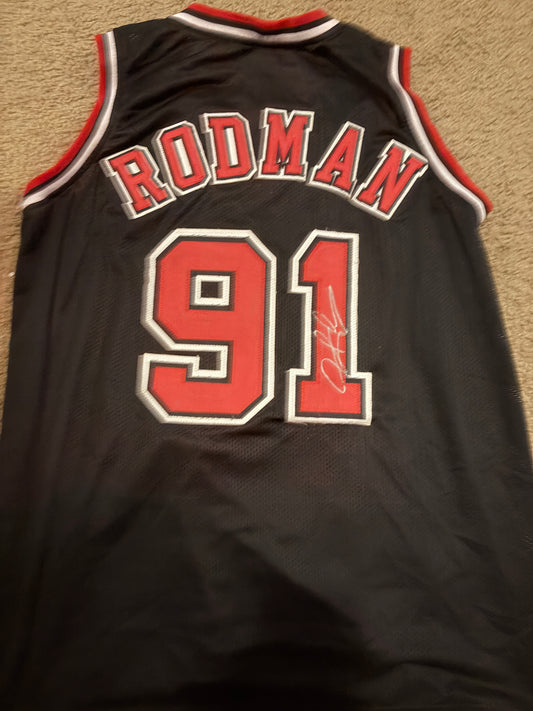 Chicago Bulls - Dennis Rodman Autographed Custom Jersey Black
