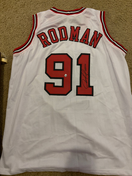 Chicago Bulls - Dennis Rodman Autographed Custom Jersey White
