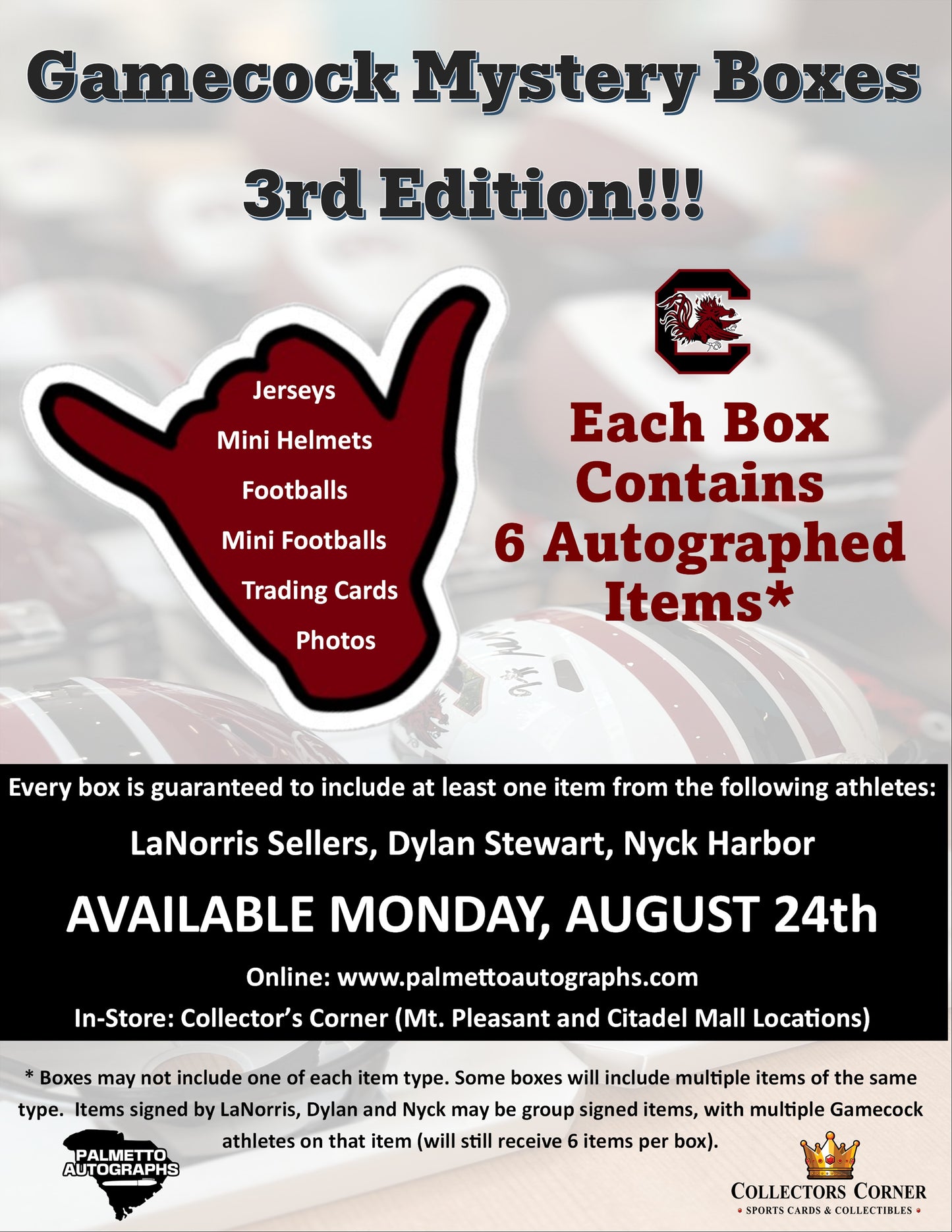 Gamecock Box - 6 Signed Carolina Items per Box (Possibly 7 Items)