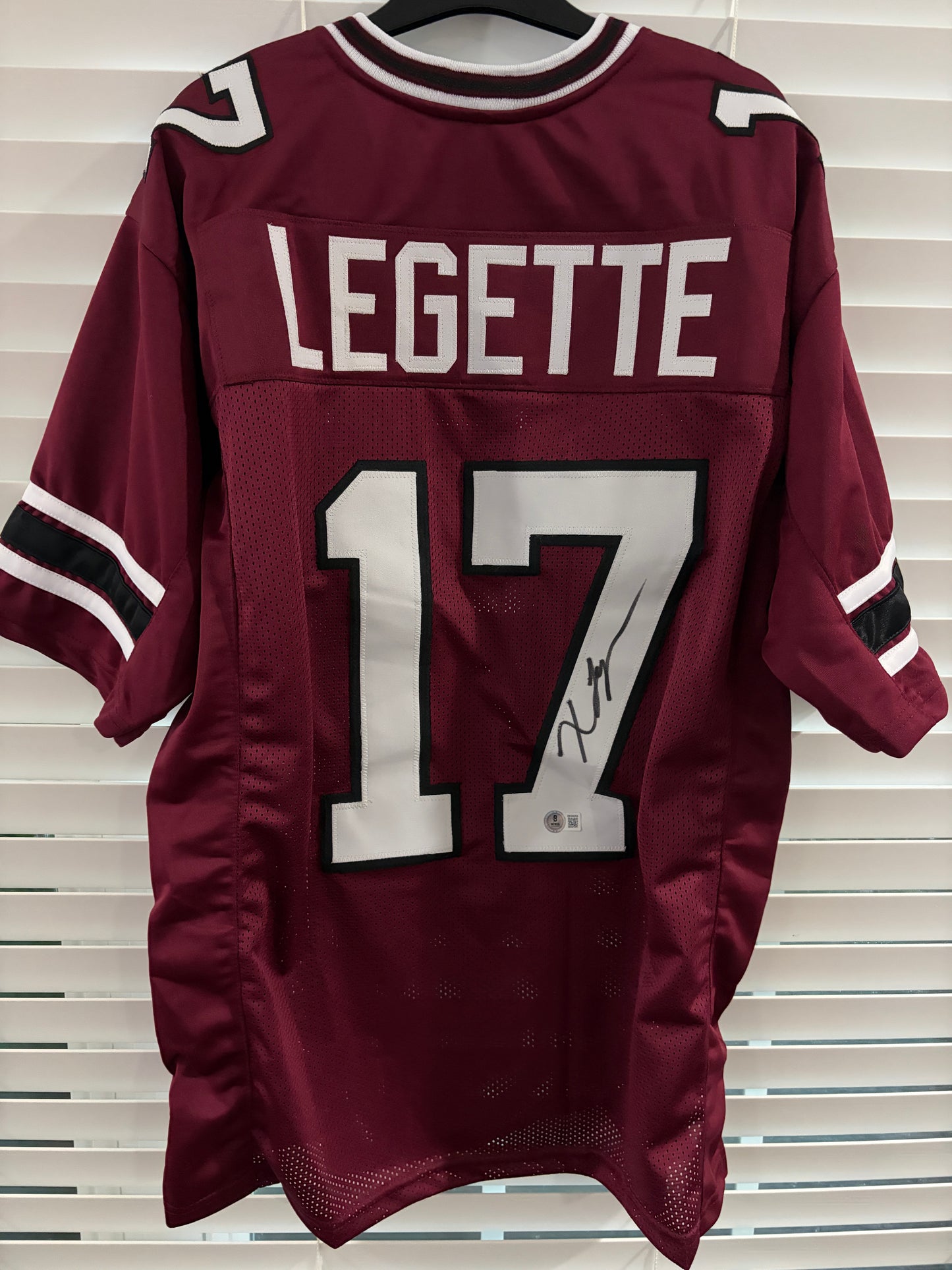 Xavier Legette Signed Custom Garnet Jersey w/Beckett cert