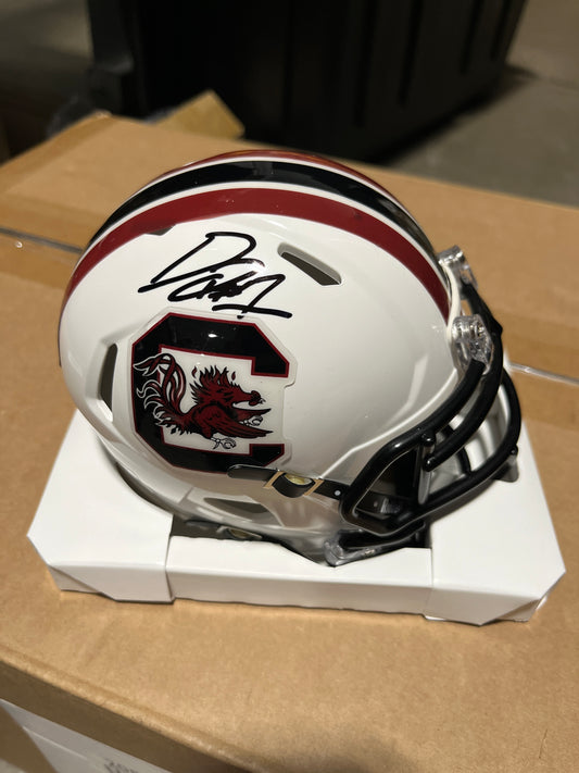 DQ Smith Autographed Mini Helmet - White