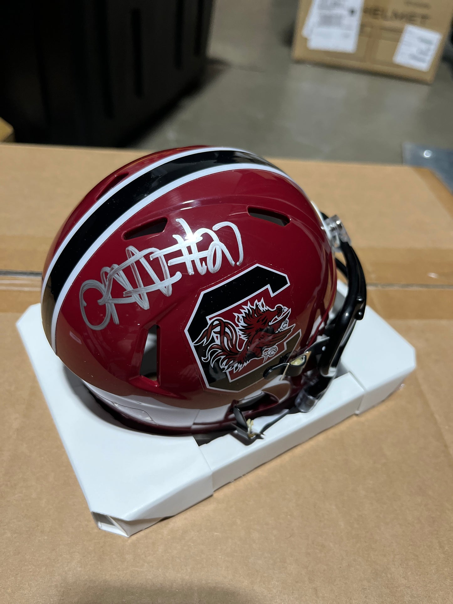 Oscar Adaway III Autographed Mini Helmet - Garnet
