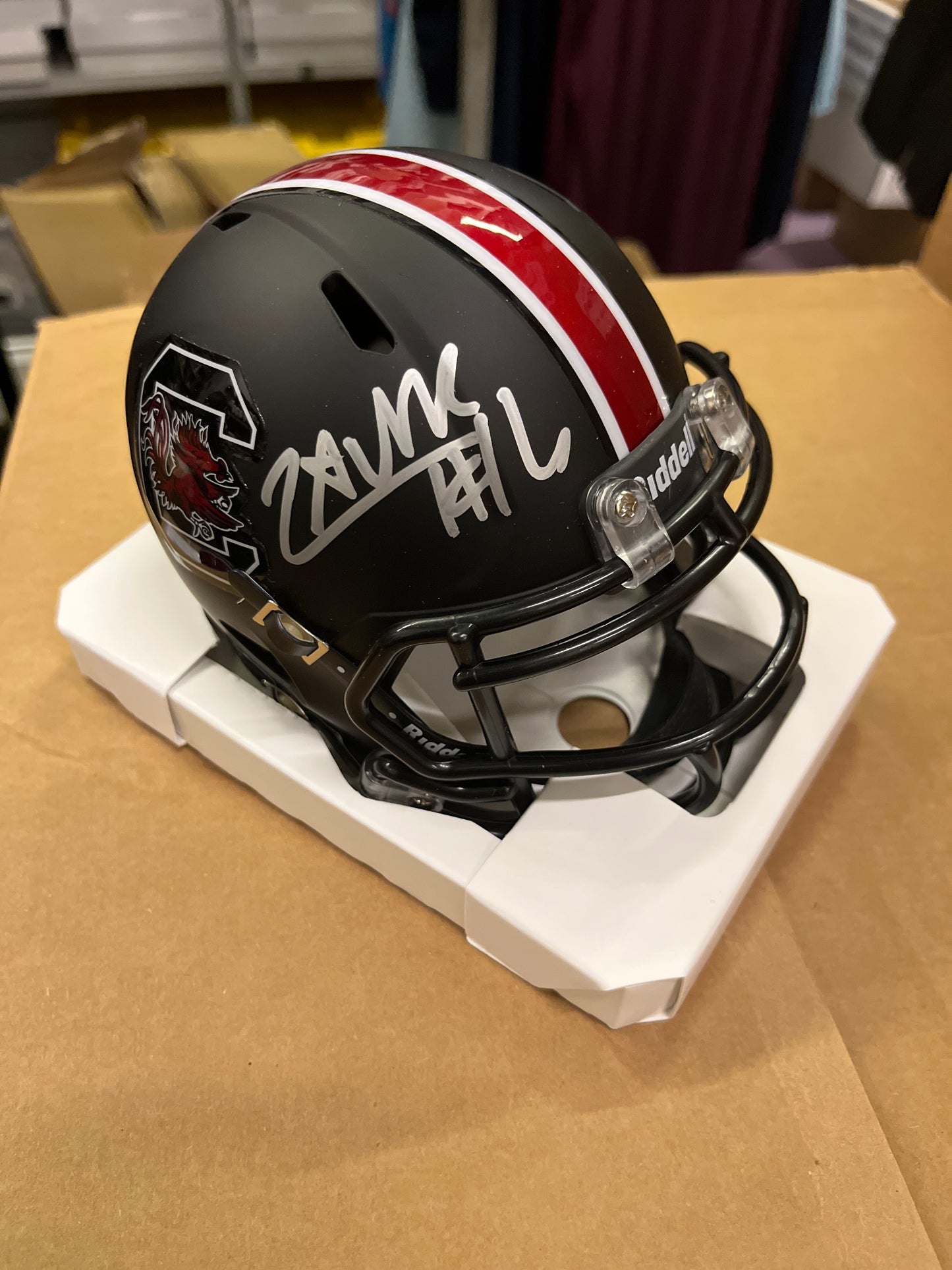 LaNorris Sellers Autographed Mini Helmet (Black)