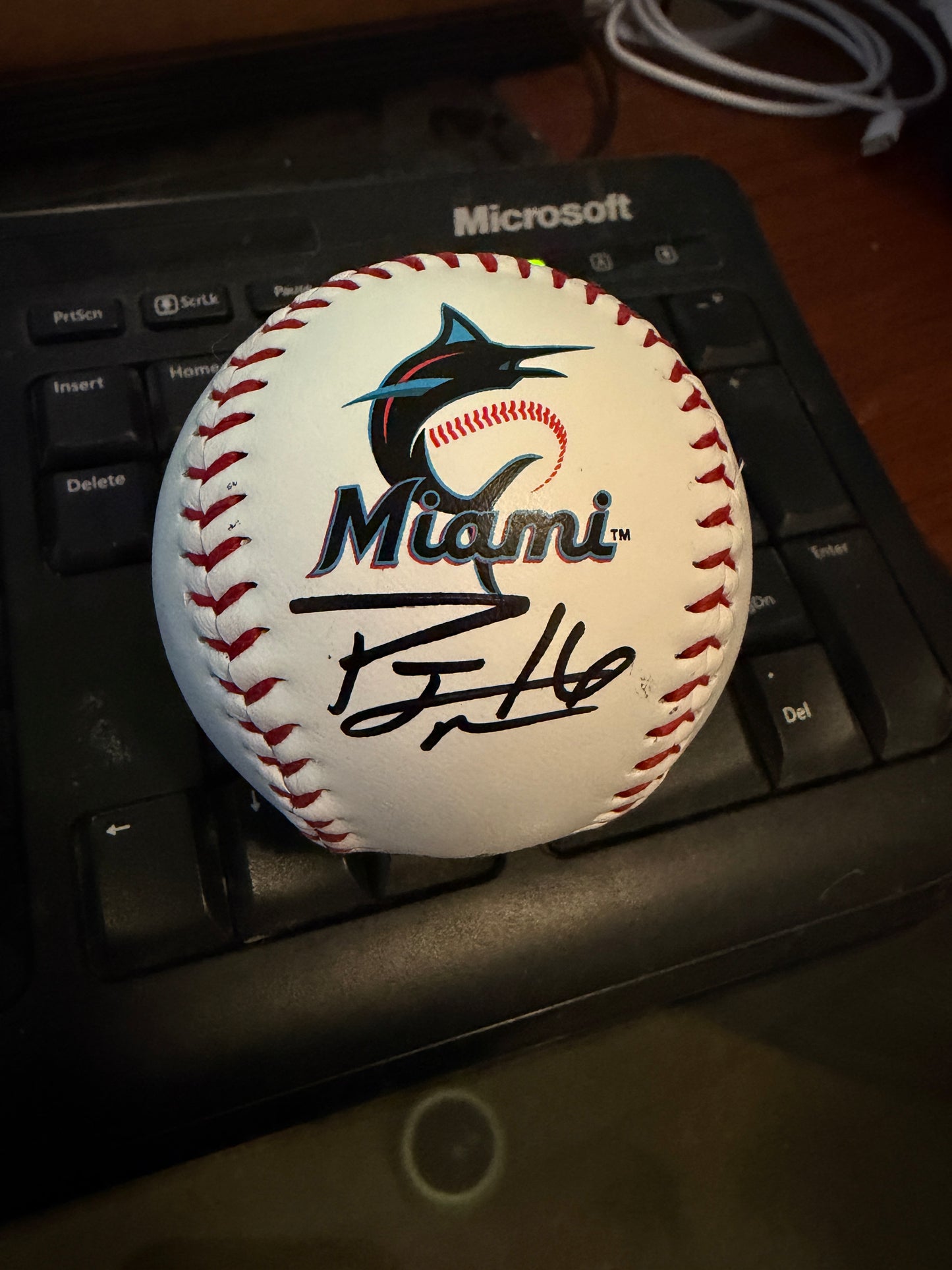 PJ Morlando Signed Marlins LOGO Baseball - Black Sharpie